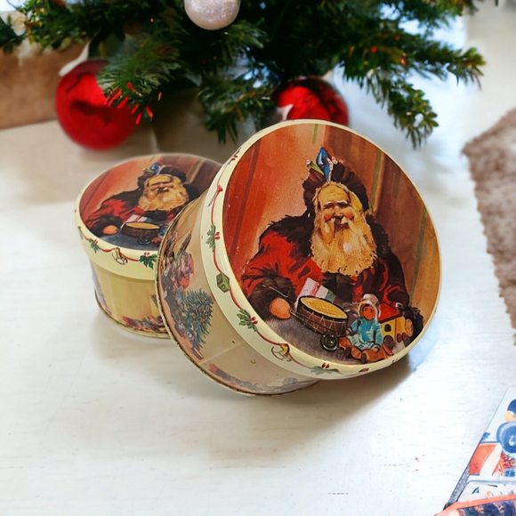 Santa Christmas Toys Nesting Candy Tin Box Storage Containers EUC - Picture 4 of 8